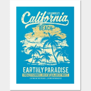 Sunny, California Beach, Paradise, LA Posters and Art